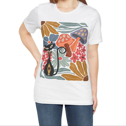 Kate McEnroe New York Atomic Cat Mushroom T-Shirt, Mid Century Modern Retro 70s Groovy Floral Graphic TeeT-Shirts10208566346449144923