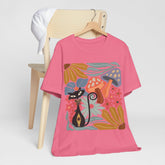 Kate McEnroe New York Atomic Cat Mushroom T-Shirt, Mid Century Modern Retro 70s Groovy Floral Graphic TeeT-Shirts10208566346449144923