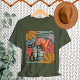 Kate McEnroe New York Atomic Cat Mushroom T-Shirt, Mid Century Modern Retro 70s Groovy Floral Graphic TeeT-Shirts20474157539144367374