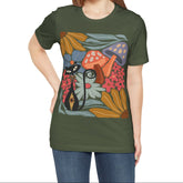 Kate McEnroe New York Atomic Cat Mushroom T-Shirt, Mid Century Modern Retro 70s Groovy Floral Graphic TeeT-Shirts29438878544565084058