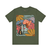 Kate McEnroe New York Atomic Cat Mushroom T-Shirt, Mid Century Modern Retro 70s Groovy Floral Graphic TeeT-Shirts29438878544565084058