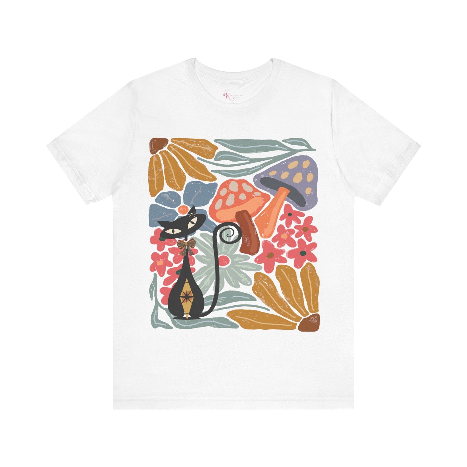 Kate McEnroe New York Atomic Cat Mushroom T-Shirt, Mid Century Modern Retro 70s Groovy Floral Graphic TeeT-Shirts57008255761965488432