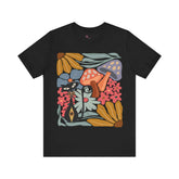 Kate McEnroe New York Atomic Cat Mushroom T-Shirt, Mid Century Modern Retro 70s Groovy Floral Graphic TeeT-Shirts64658247960792940279