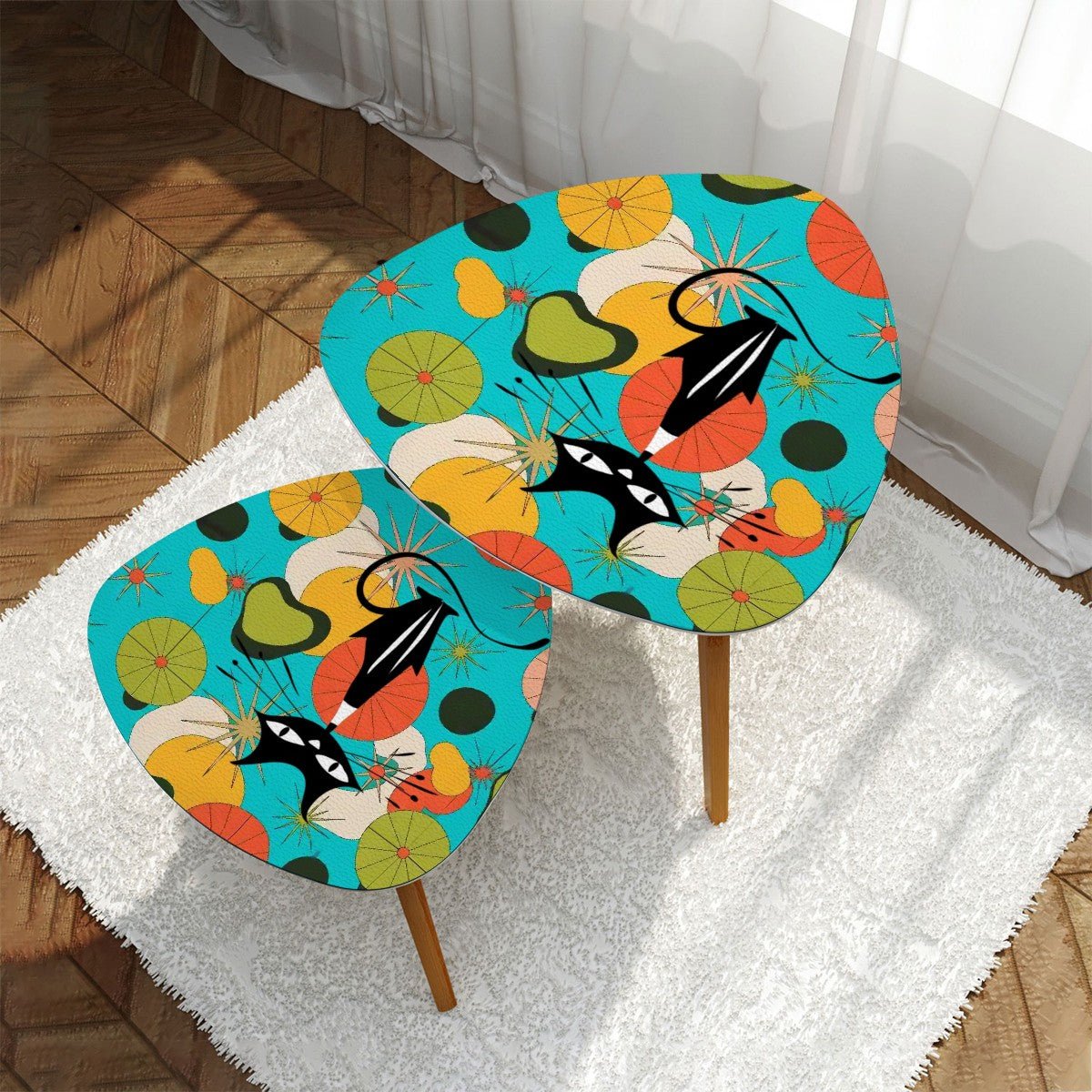 Kate McEnroe New York Atomic Cat Orb Table, Mid Century Modern Starburst Nesting Set, Retro 50s Abstract Accent FurnitureNesting TablesT0mcykBSzk