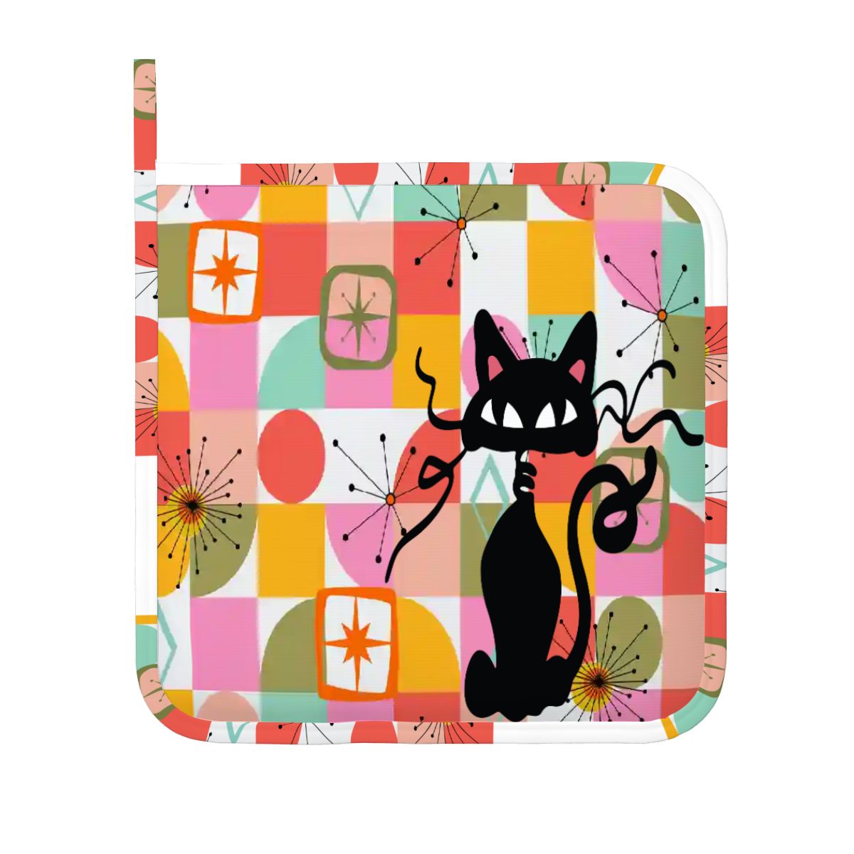 Kate McEnroe New York Atomic Cat Oven Mitt Pot Holder Set, Retro Kitschy MCM Kitchen Gift (Right)Oven Mitts &amp; Pot Holder Setr1q2peUoqv