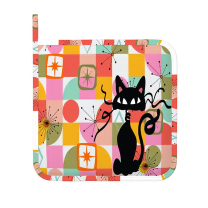 Kate McEnroe New York Atomic Cat Oven Mitt Pot Holder Set, Retro Kitschy MCM Kitchen Gift (Right)Oven Mitts &amp; Pot Holder Setr1q2peUoqv