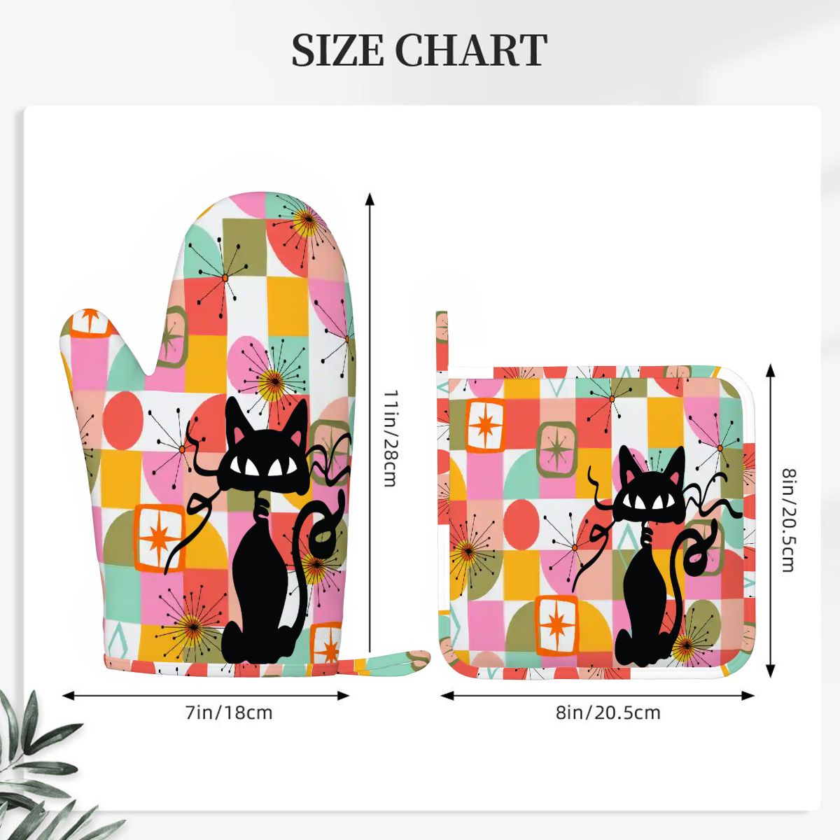 Kate McEnroe New York Atomic Cat Oven Mitt Pot Holder Set, Retro Kitschy MCM Kitchen Gift (Right)Oven Mitts &amp; Pot Holder Setr1q2peUoqv