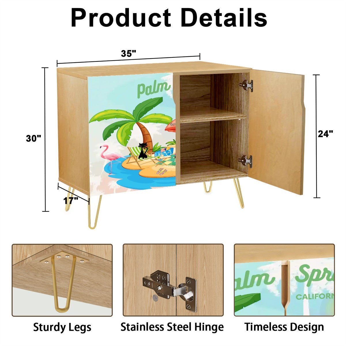 Kate McEnroe New York Atomic Cat Palm Springs Credenza, Mid Mod Wooden Storage CabinetStorage CabinetshQoxNT7Mv9