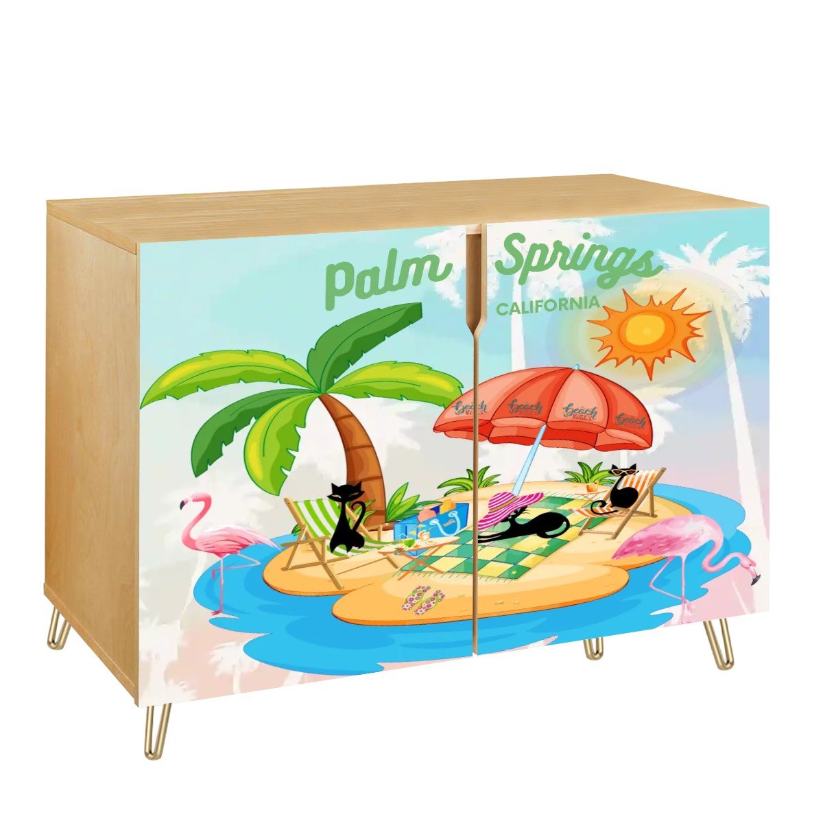 Kate McEnroe New York Atomic Cat Palm Springs Credenza, Mid Mod Wooden Storage CabinetStorage CabinetshQoxNT7Mv9