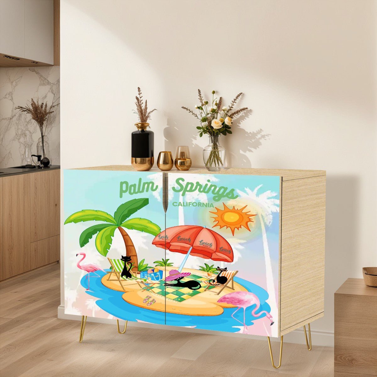 Kate McEnroe New York Atomic Cat Palm Springs Credenza, Mid Mod Wooden Storage CabinetStorage CabinetshQoxNT7Mv9