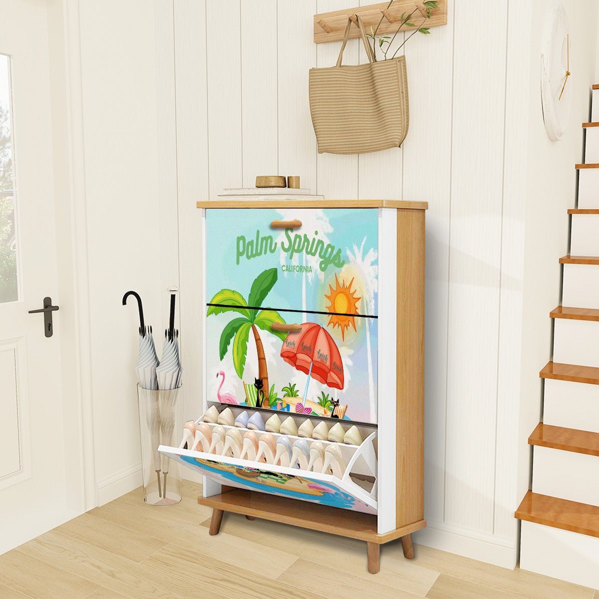 Kate McEnroe New York Atomic Cat Palm Springs Shoe Cabinet, Mid Century Modern Retro Summer FurnitureShoe StoragePlDD4nRsW0