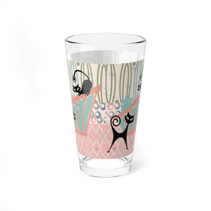 Kate McEnroe New York Atomic Cat Pint Glass, Mid Century Modern Pink Teal Barware, Retro Cat Lovers DrinkwarePint Glasses32534904745842350311