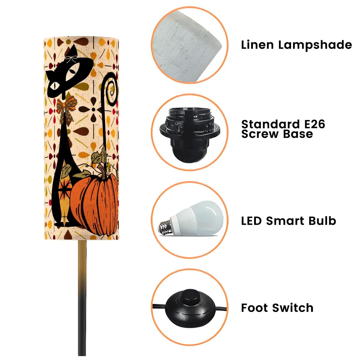 Kate McEnroe New York Atomic Cat Pumpkin Floor Lamp, Mid Century Modern Retro Fall LightingSlim Floor LampsrqX5PkTSzE