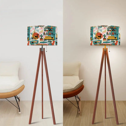 Kate McEnroe New York Atomic Cat Reading Den, Mid Century Modern Tripod Lamp, Retro Kitsch Living Room AccentTripod Floor LampsBONUKG8hj9