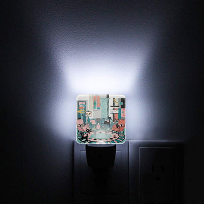 Kate McEnroe New York Atomic Cat Reading Den Night Light, Mid Century Modern Retro 50s Kitsch MCM DecorNight LightsPhJssqIotr