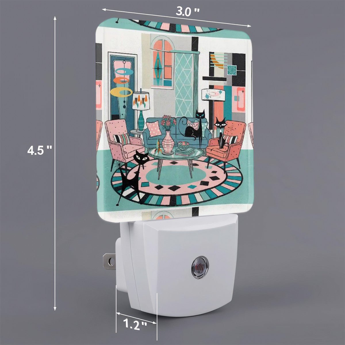 Kate McEnroe New York Atomic Cat Reading Den Night Light, Mid Century Modern Retro 50s Kitsch MCM DecorNight LightsPhJssqIotr