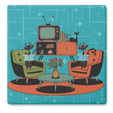 Kate McEnroe New York Atomic Cat Reading Lounge Coasters, Mid Century Modern 50s DrinkwareCoasters7021