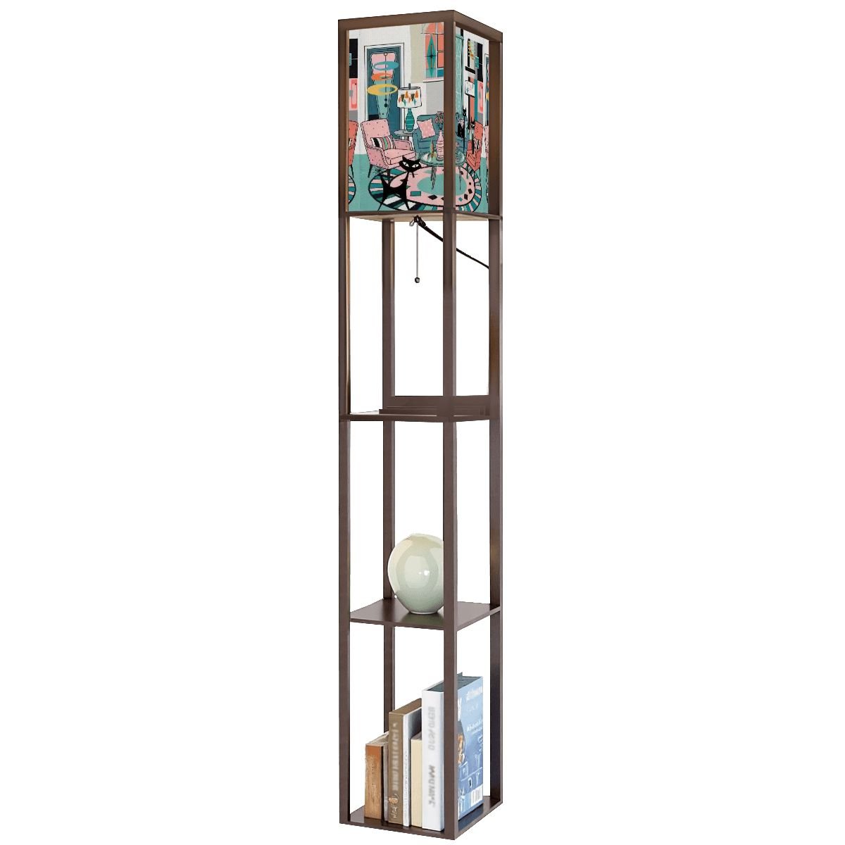 Kate McEnroe New York Atomic Cat Reading Lounge Shelf Lamp, Retro MCM Bookcase Light, Mid Century Modern Kitsch AccentShelf LightinglomGLxvQiK