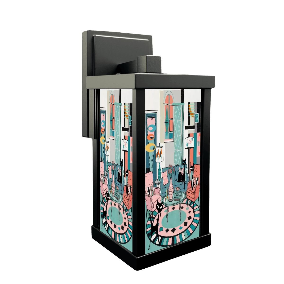 Kate McEnroe New York Atomic Cat Reading Lounge Wall Sconce, Mid Century Modern Retro 50s Kitsch Accent LightOutdoor Wall LightsdNdXZm7MLV