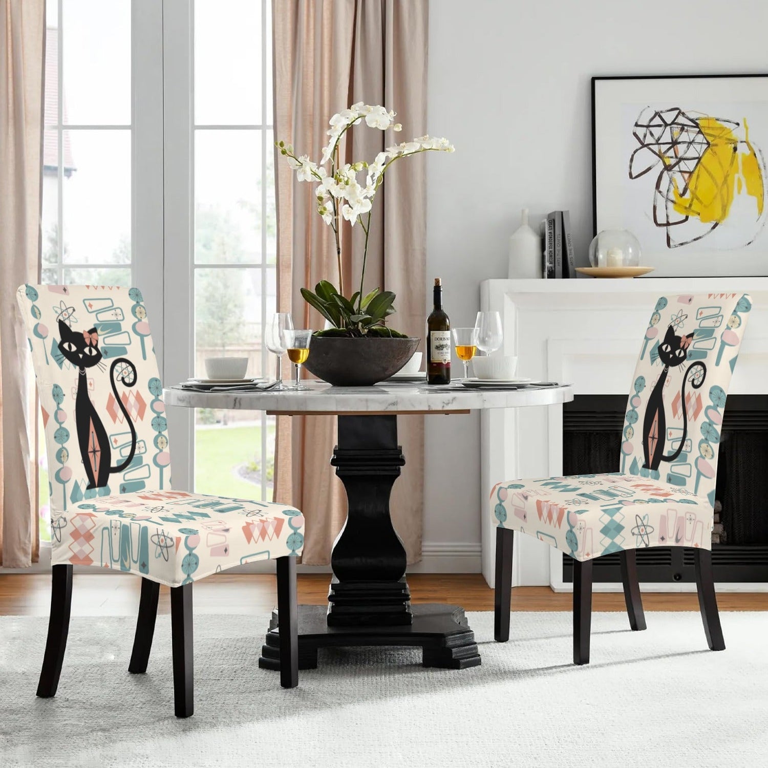 Kate McEnroe New York Atomic Cat Retro 1950s Geometric Dining Chair SlipcoversChair SlipcoversD3232953