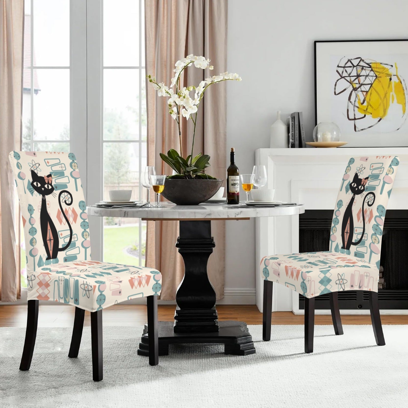 Kate McEnroe New York Atomic Cat Retro 1950s Geometric Dining Chair SlipcoversChair SlipcoversD3232953