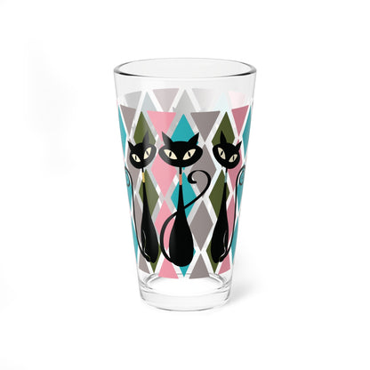 Kate McEnroe New York Atomic Cat Retro 50s Harlequin Diamond Mid Century Modern Pint Glass, Kitsch MCM Barware DrinkwarePint Glasses18324789742626985529