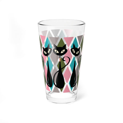 Kate McEnroe New York Atomic Cat Retro 50s Harlequin Diamond Mid Century Modern Pint Glass, Kitsch MCM Barware DrinkwarePint Glasses18324789742626985529