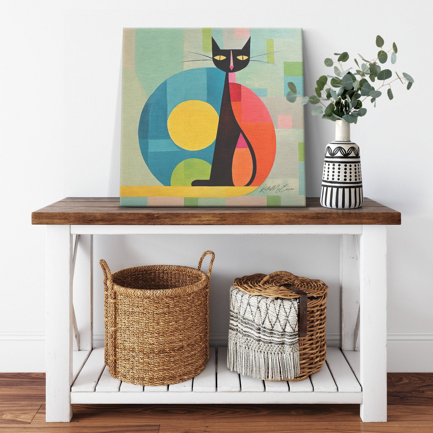teelaunch Atomic Cat Retro Abstract Canvas Wall Art Wall Art 8x8 / 1.25 139060