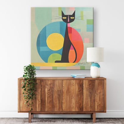 teelaunch Atomic Cat Retro Abstract Canvas Wall Art Wall Art 10x10 / 1.25 139025