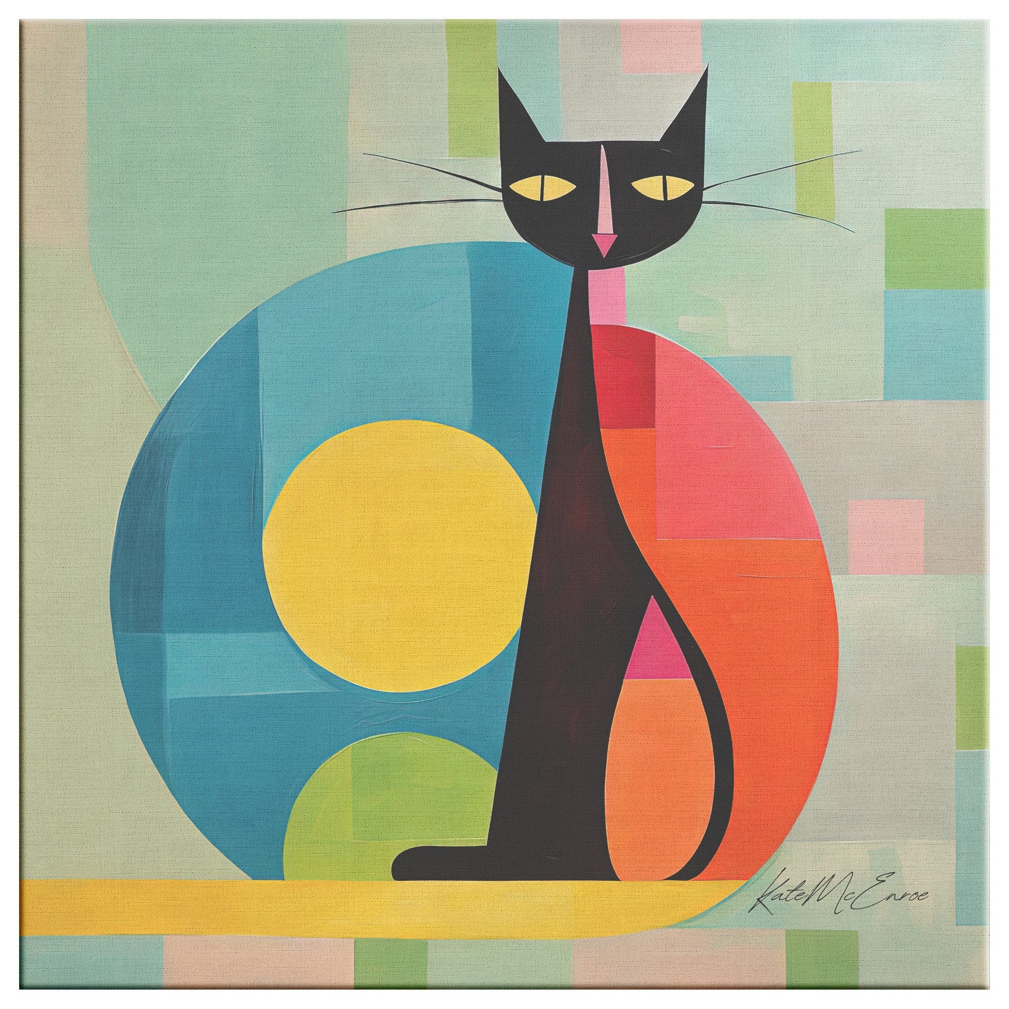 Kate McEnroe New York Atomic Cat Retro Abstract Canvas Wall ArtCanvas Wall Art139002
