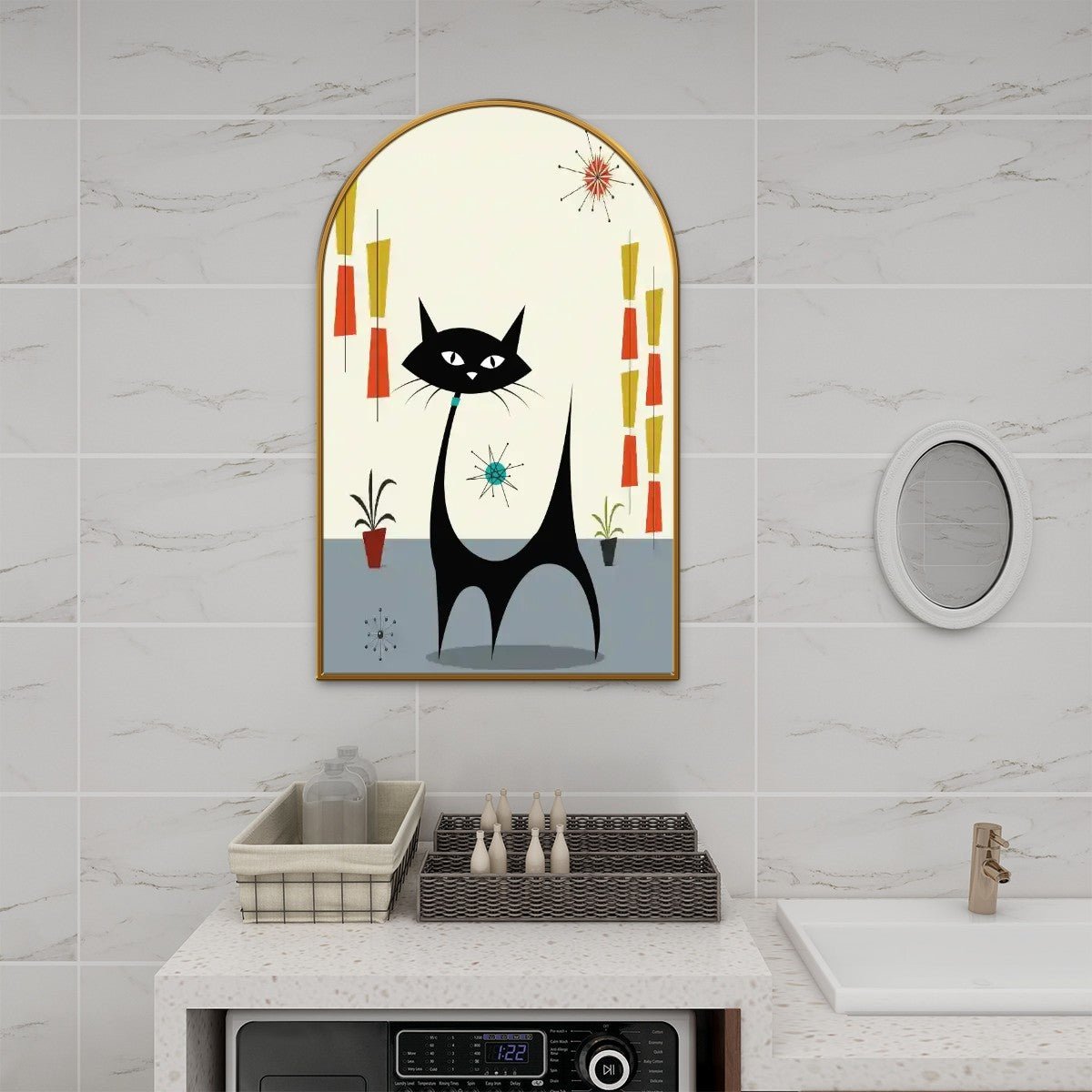 Kate McEnroe New York Atomic Cat Retro Abstract Wall Art, Mid Century Modern Arched Canvas, MCM Atomic Age DecorCanvas Wall Arto5m6pnR5vK