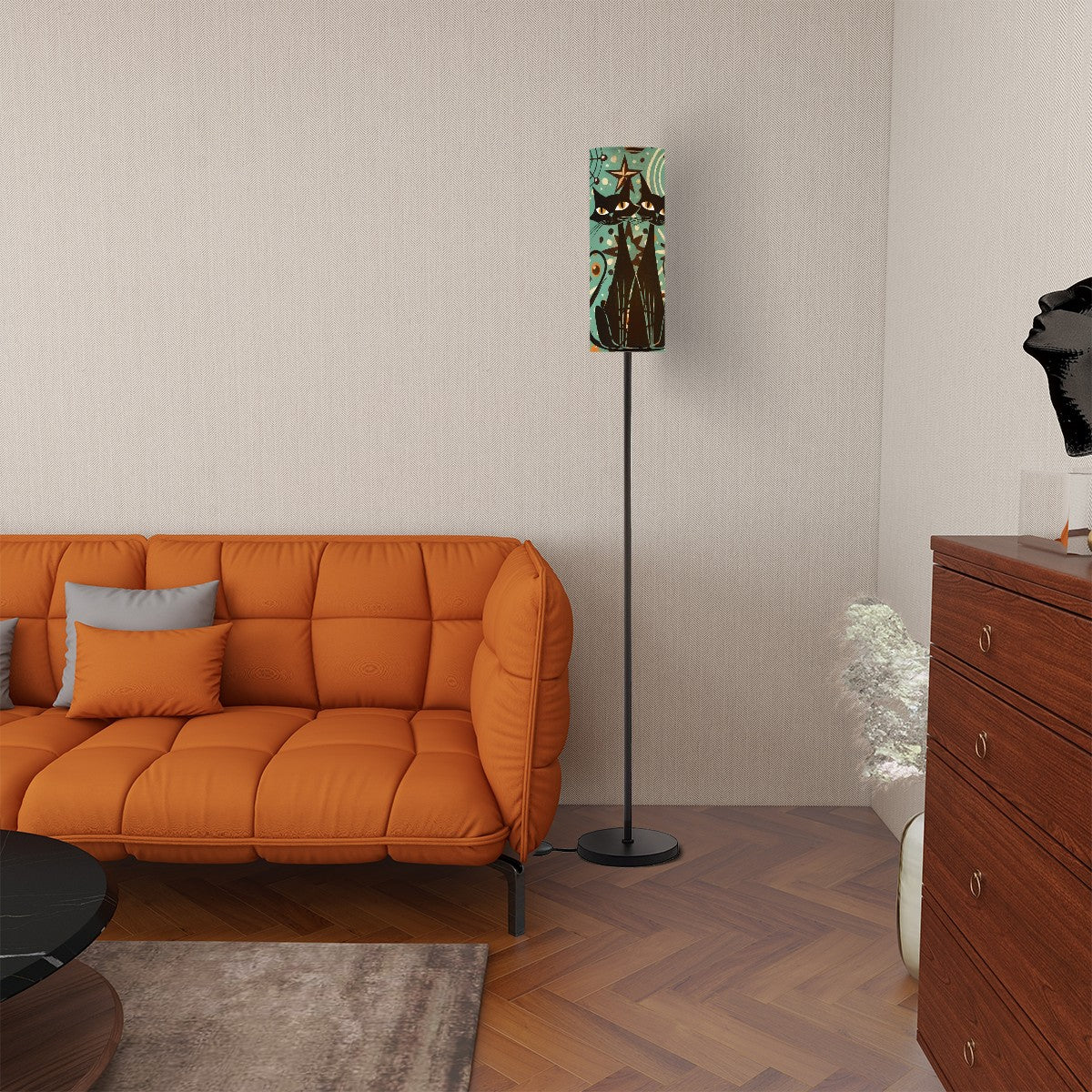 Kate McEnroe New York Atomic Cat Retro Arc Floor Lamp, Mid Century Modern Starburst Statement Light, Funky MCM Office, Bedroom, Livingroom Accent LampFloor LampsKdthfIZnAd