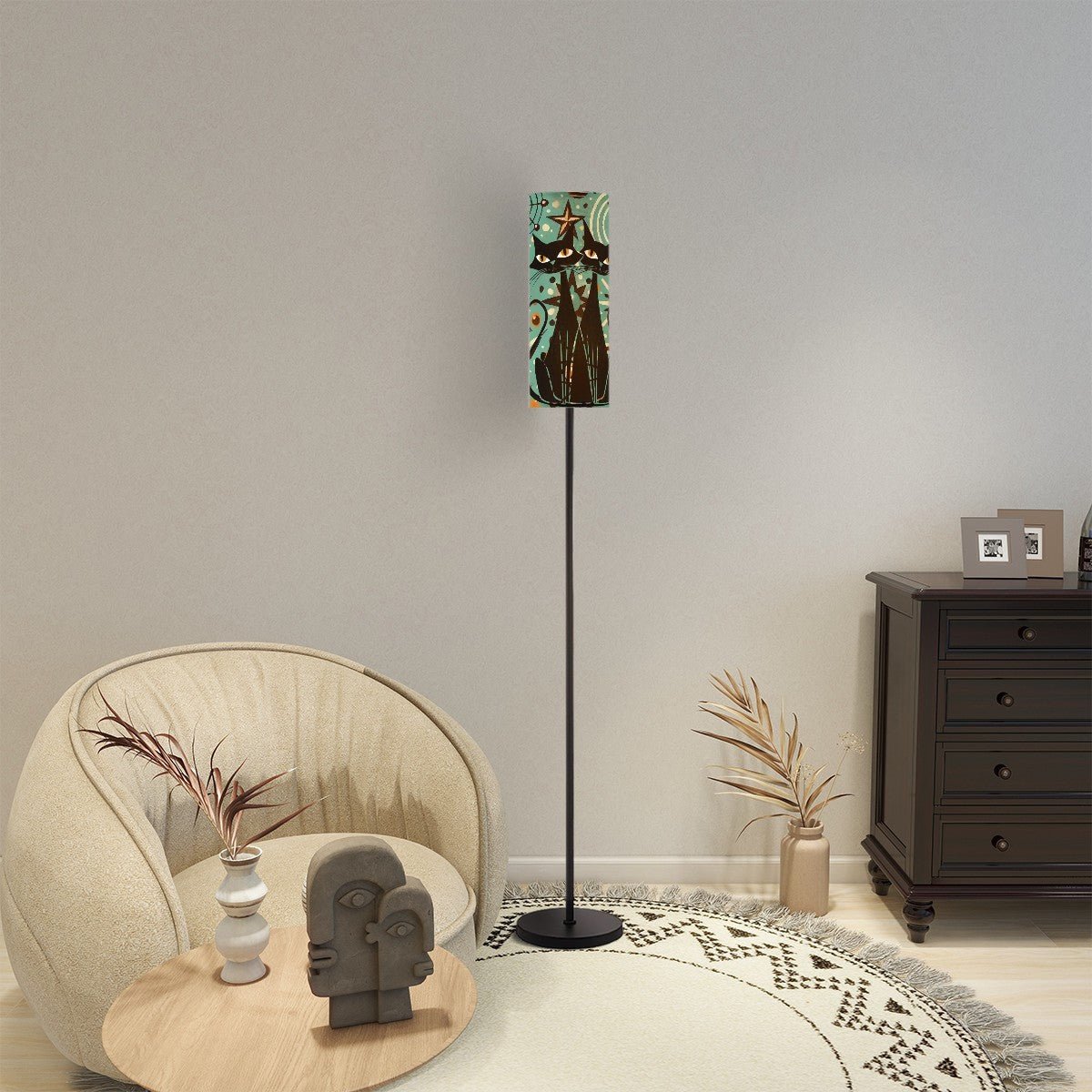 Kate McEnroe New York Atomic Cat Retro Arc Floor Lamp, Mid Century Modern Starburst Statement Light, Funky MCM Office, Bedroom, Livingroom Accent LampFloor LampsKdthfIZnAd