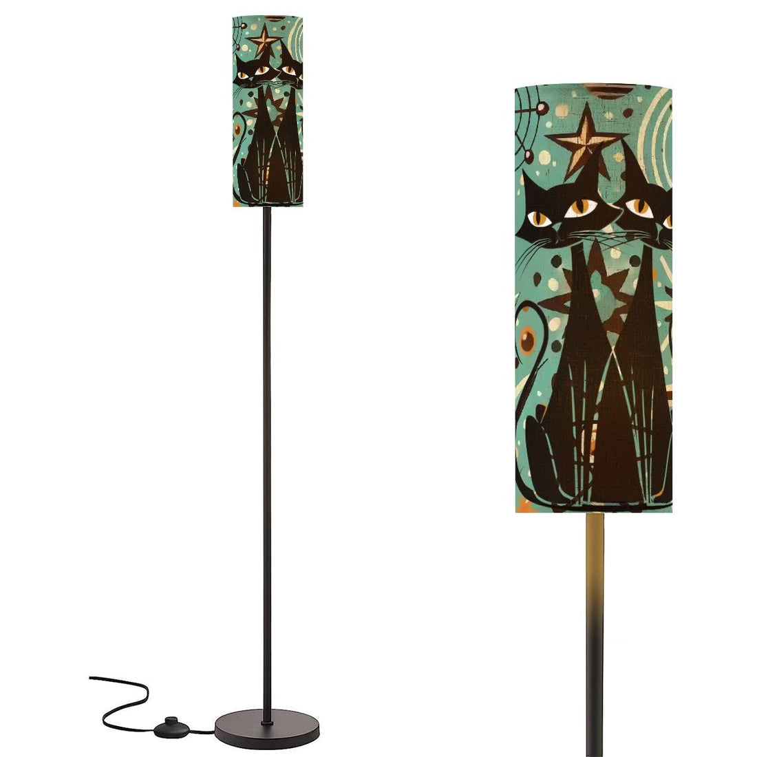 Kate McEnroe New York Atomic Cat Retro Arc Floor Lamp, Mid Century Modern Starburst Statement Light, Funky MCM Office, Bedroom, Livingroom Accent LampFloor LampsKdthfIZnAd