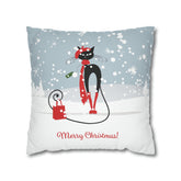 Kate McEnroe New York Atomic Cat Retro Christmas Pillow Cover, Mid Century Modern Snowy Christmas Yellow Cushion Covers, MCM Holiday Pillow CaseThrow Pillow Covers10100933100228823475