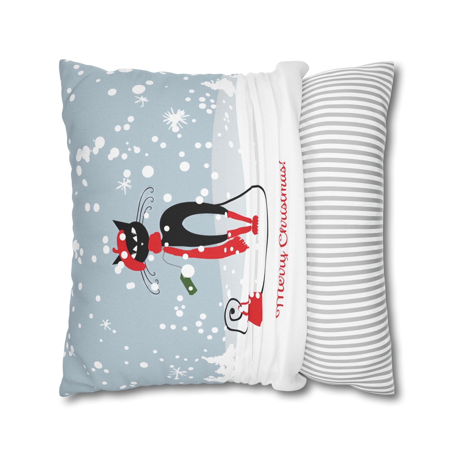 Kate McEnroe New York Atomic Cat Retro Christmas Pillow Cover, Mid Century Modern Snowy Christmas Yellow Cushion Covers, MCM Holiday Pillow CaseThrow Pillow Covers13578226029419046937