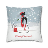 Kate McEnroe New York Atomic Cat Retro Christmas Pillow Cover, Mid Century Modern Snowy Christmas Yellow Cushion Covers, MCM Holiday Pillow CaseThrow Pillow Covers10100933100228823475