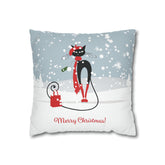 Kate McEnroe New York Atomic Cat Retro Christmas Pillow Cover, Mid Century Modern Snowy Christmas Yellow Cushion Covers, MCM Holiday Pillow CaseThrow Pillow Covers10100933100228823475