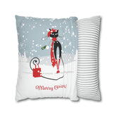 Kate McEnroe New York Atomic Cat Retro Christmas Pillow Cover, Mid Century Modern Snowy Christmas Yellow Cushion Covers, MCM Holiday Pillow CaseThrow Pillow Covers10100933100228823475