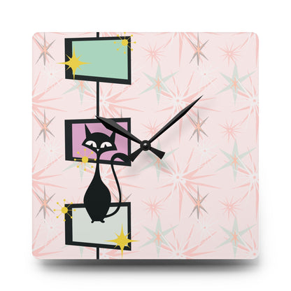 Kate McEnroe New York Atomic Cat Retro Clock, Mid Century Modern Geometric Starburst Wall Decor, MCM Home AccessoriesWall Clocks25525864167062970444