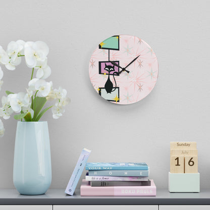 Kate McEnroe New York Atomic Cat Retro Clock, Mid Century Modern Geometric Starburst Wall Decor, MCM Home AccessoriesWall Clocks25525864167062970444