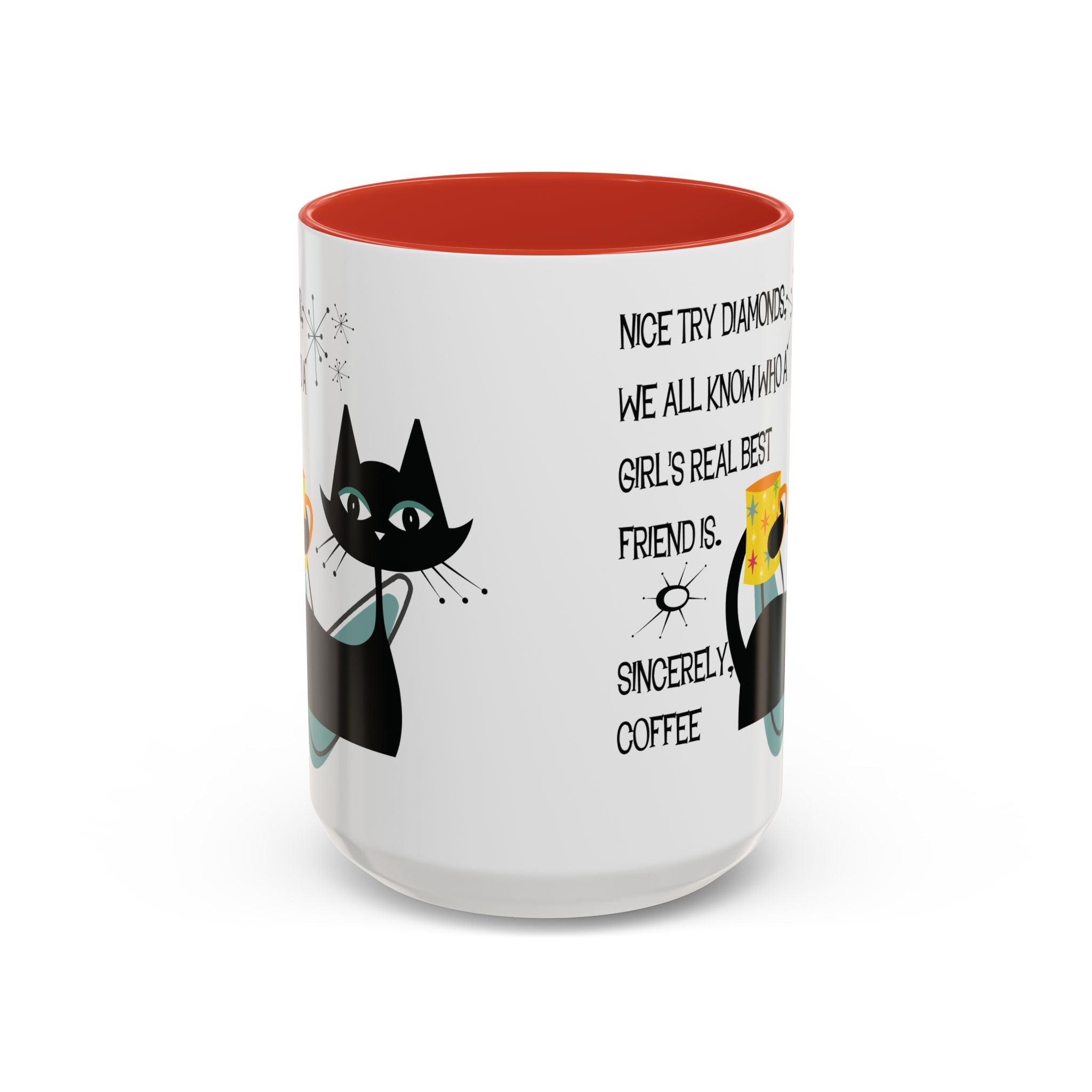 Kate McEnroe New York Atomic Cat Retro Coffee Mug, Mid Century Modern Boomerang Starburst, Sassy Girl’s Best Friend, MCM Drinkware, Kitschy Funny Coffee Lover GiftsMugs17968325699697427470