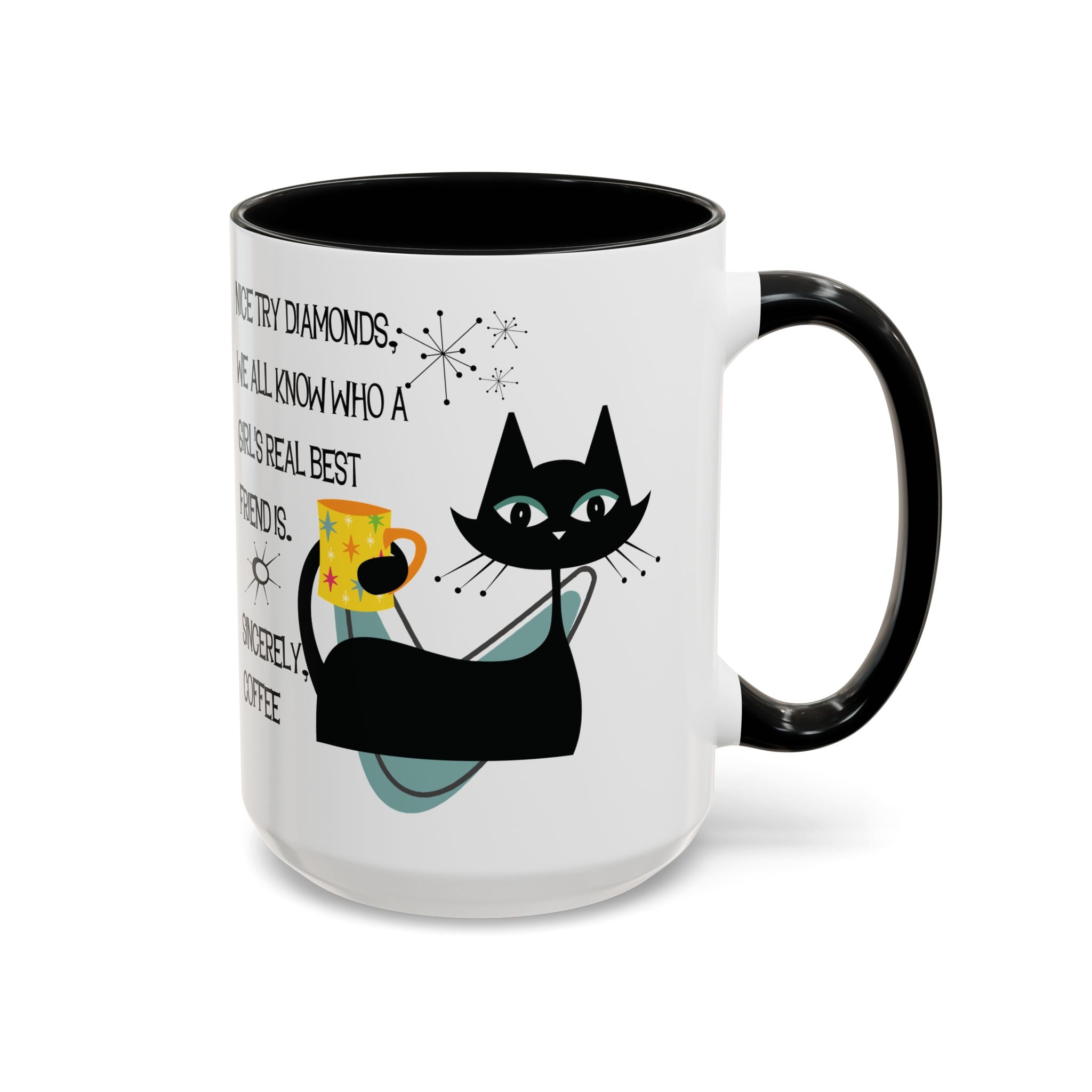 Kate McEnroe New York Atomic Cat Retro Coffee Mug, Mid Century Modern Boomerang Starburst, Sassy Girl’s Best Friend, MCM Drinkware, Kitschy Funny Coffee Lover GiftsMugs17968325699697427470