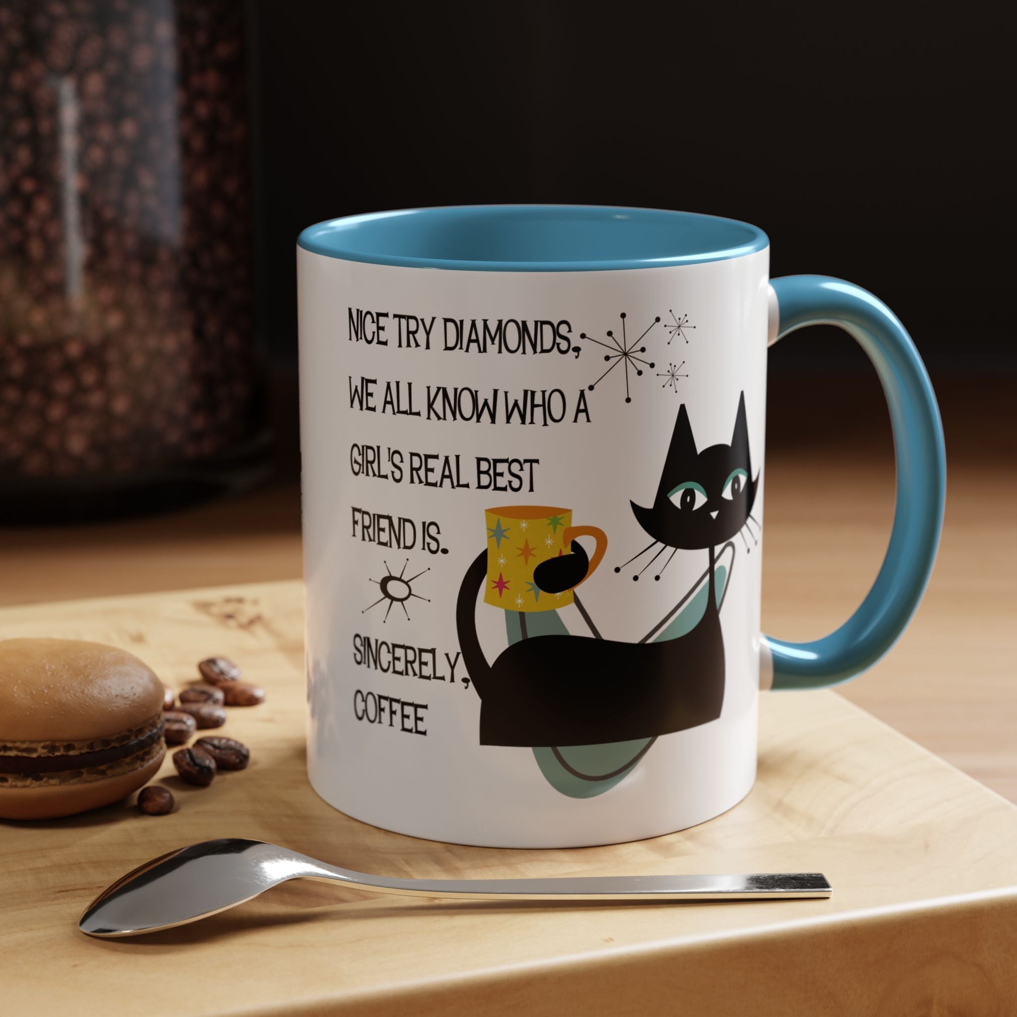 Kate McEnroe New York Atomic Cat Retro Coffee Mug, Mid Century Modern Boomerang Starburst, Sassy Girl’s Best Friend, MCM Drinkware, Kitschy Funny Coffee Lover GiftsMugs27709627916766061122