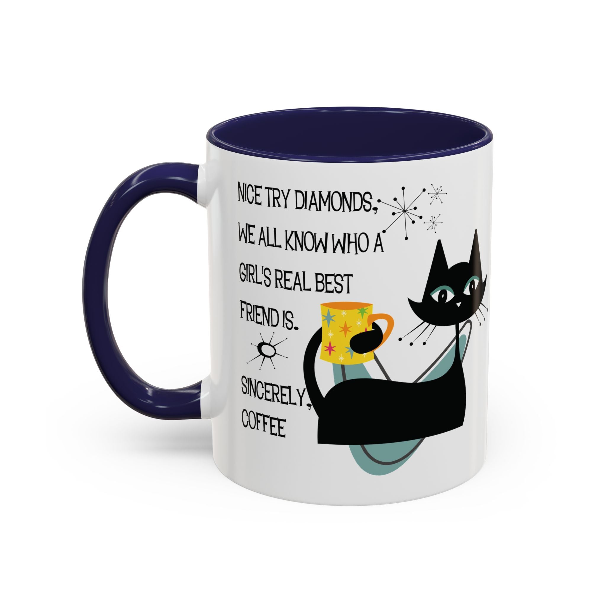 Kate McEnroe New York Atomic Cat Retro Coffee Mug, Mid Century Modern Boomerang Starburst, Sassy Girl’s Best Friend, MCM Drinkware, Kitschy Funny Coffee Lover GiftsMugs17968325699697427470