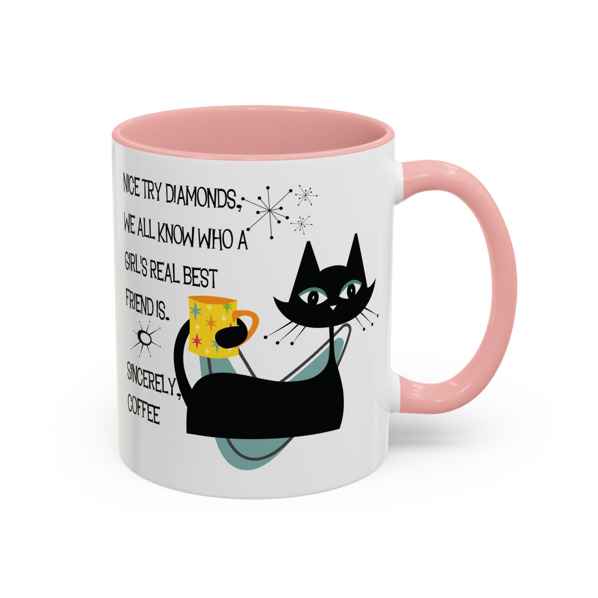Kate McEnroe New York Atomic Cat Retro Coffee Mug, Mid Century Modern Boomerang Starburst, Sassy Girl’s Best Friend, MCM Drinkware, Kitschy Funny Coffee Lover GiftsMugs17968325699697427470