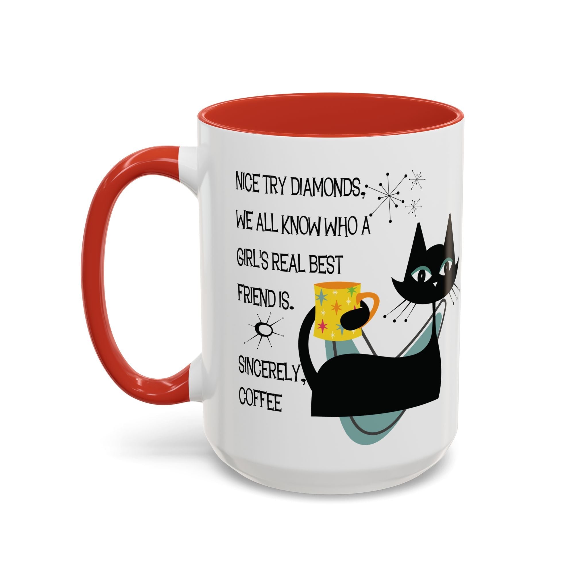 Kate McEnroe New York Atomic Cat Retro Coffee Mug, Mid Century Modern Boomerang Starburst, Sassy Girl’s Best Friend, MCM Drinkware, Kitschy Funny Coffee Lover GiftsMugs17968325699697427470