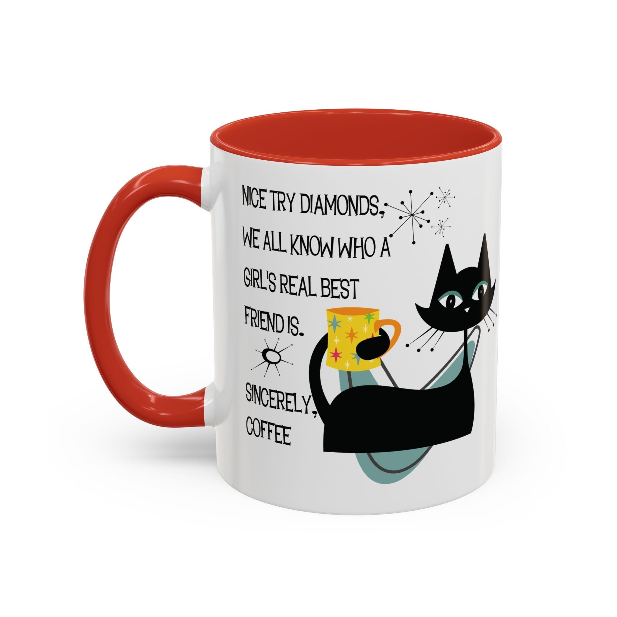 Kate McEnroe New York Atomic Cat Retro Coffee Mug, Mid Century Modern Boomerang Starburst, Sassy Girl’s Best Friend, MCM Drinkware, Kitschy Funny Coffee Lover GiftsMugs17968325699697427470