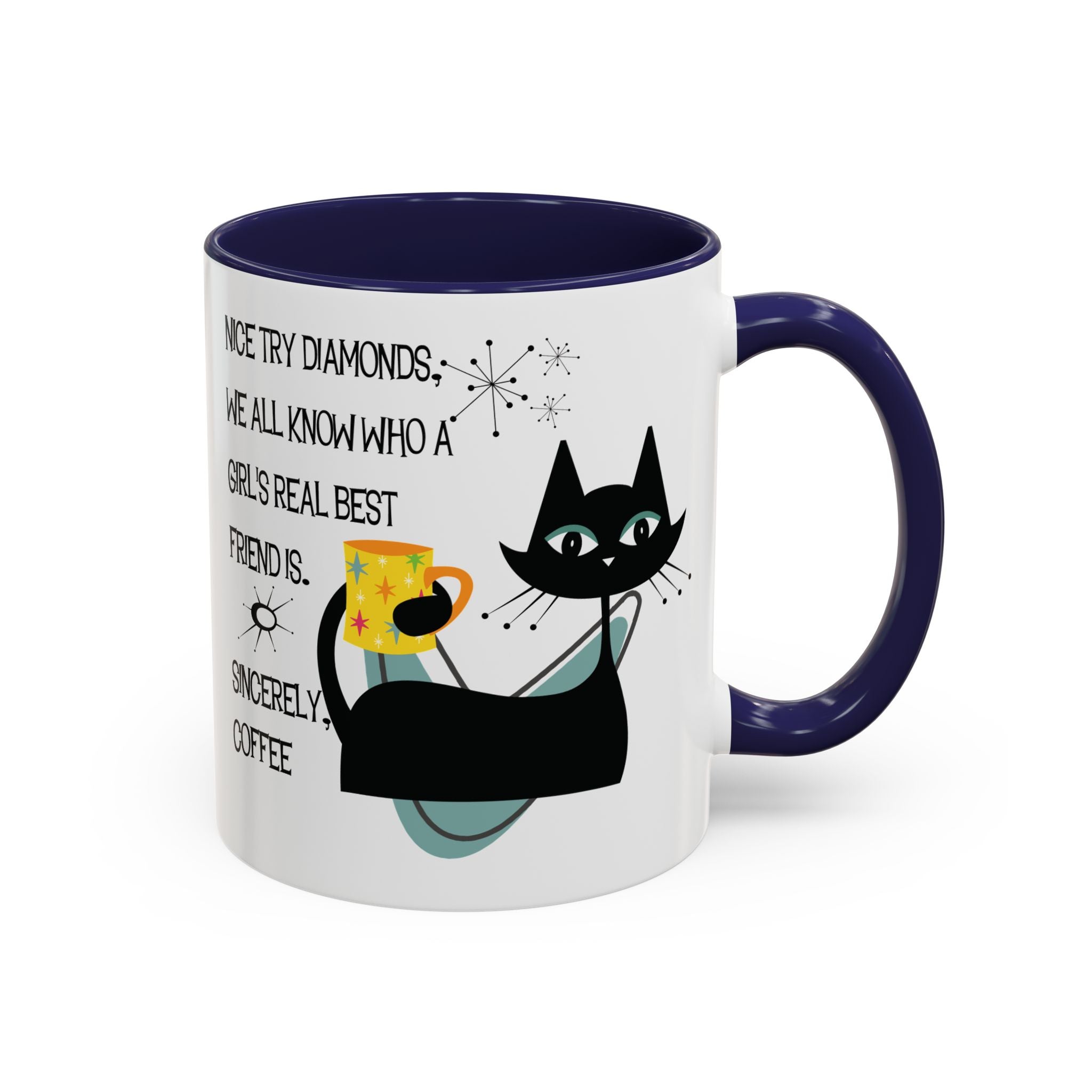 Kate McEnroe New York Atomic Cat Retro Coffee Mug, Mid Century Modern Boomerang Starburst, Sassy Girl’s Best Friend, MCM Drinkware, Kitschy Funny Coffee Lover GiftsMugs17968325699697427470
