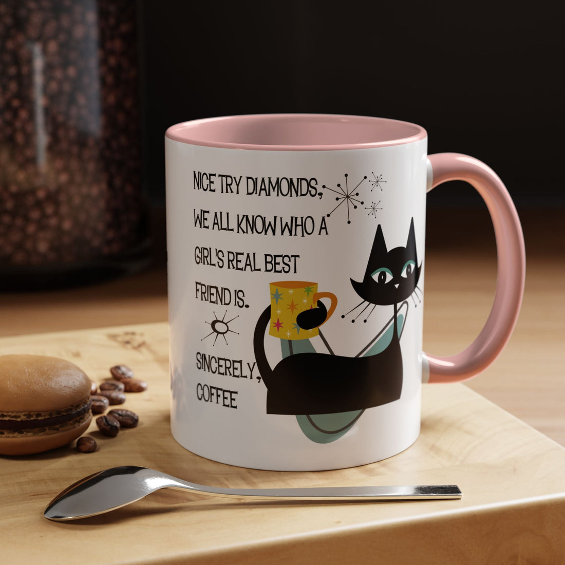 Kate McEnroe New York Atomic Cat Retro Coffee Mug, Mid Century Modern Boomerang Starburst, Sassy Girl’s Best Friend, MCM Drinkware, Kitschy Funny Coffee Lover GiftsMugs17536103006410018465